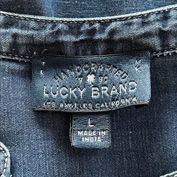 Lucky Brand Tencel Denim Henley Tie Waist Shirt Dress Size L - Picture 11 of 15